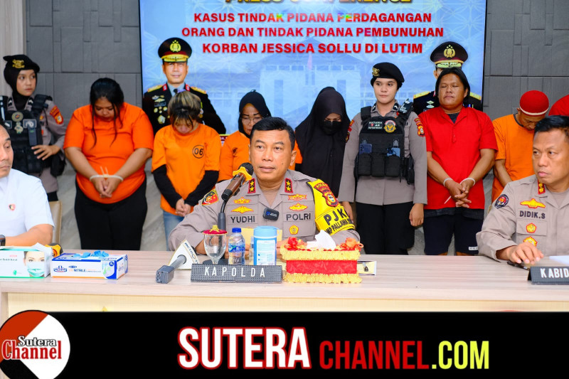 Kapolda Sulsel Pimpin Konferensi Pers Pengungkapan Kasus Tindak Pidana Perdagangan Orang (TPPO)
