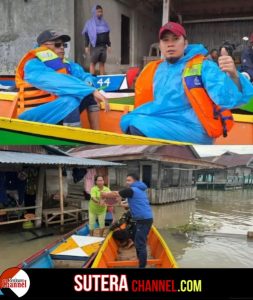 Anggota Komisi I DPRD, Memantau Kondisi Banjir dan Salurkan Bantuan Sembako Kepada Warga Belawa